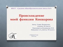Презентация История фамилии Кокшаровых в России и на Урале