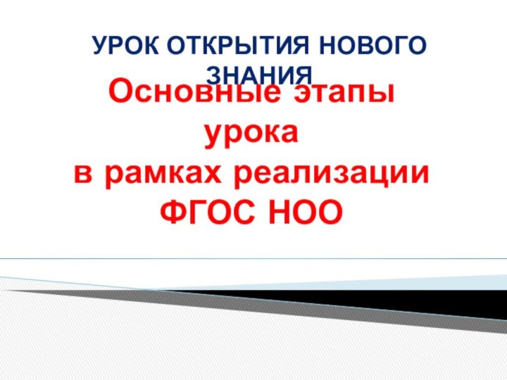 Урок открытия нового знанияОсновные этапы урокав рамках реализации ФГОС НОО