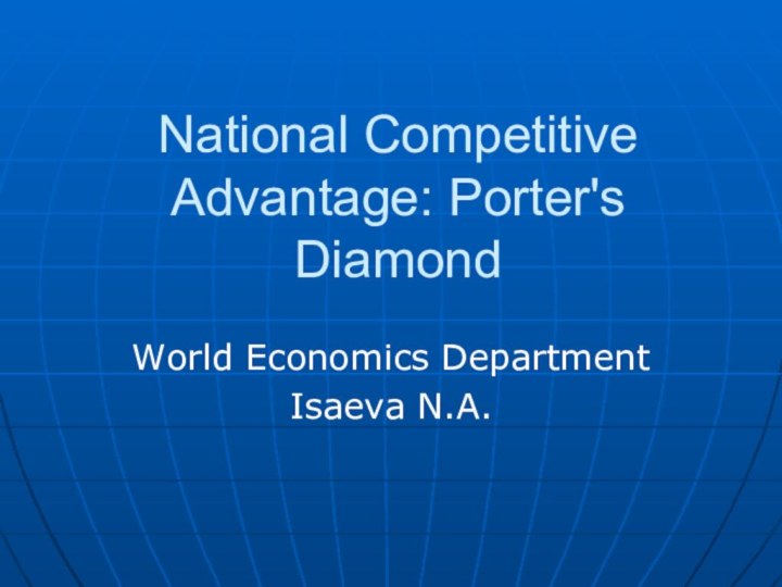 National Competitive Advantage: Porter's DiamondWorld Economics DepartmentIsaeva N.A.