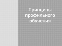 Презентация Принципы профильного обучения