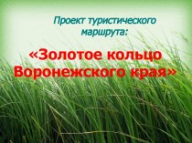 Проект туристического маршрута:Золотое кольцо Воронежского края