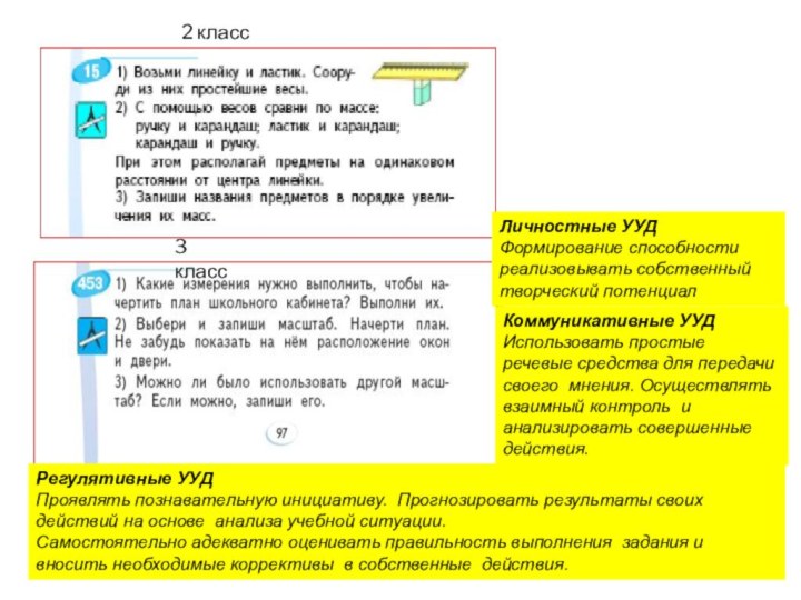 2 класс3 классРегулятивные УУДПроявлять познавательную инициативу. Прогнозировать результаты своих действий на основе