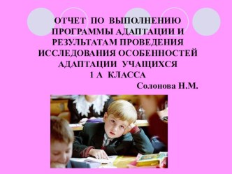 Отчет по выполнению программы адаптации учащихся 1 класса