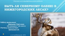 Презентация к научно-исследовательской работе Быть ли северному оленю в Нижегородских лесах?