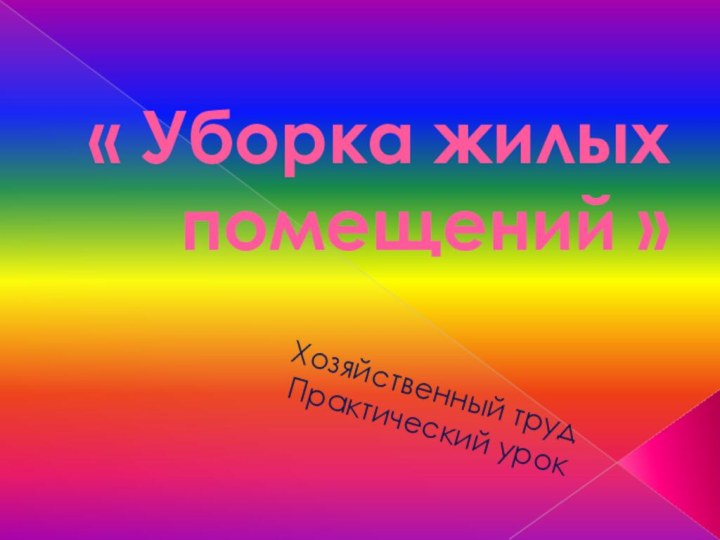 « Уборка жилых помещений »Хозяйственный трудПрактический урок