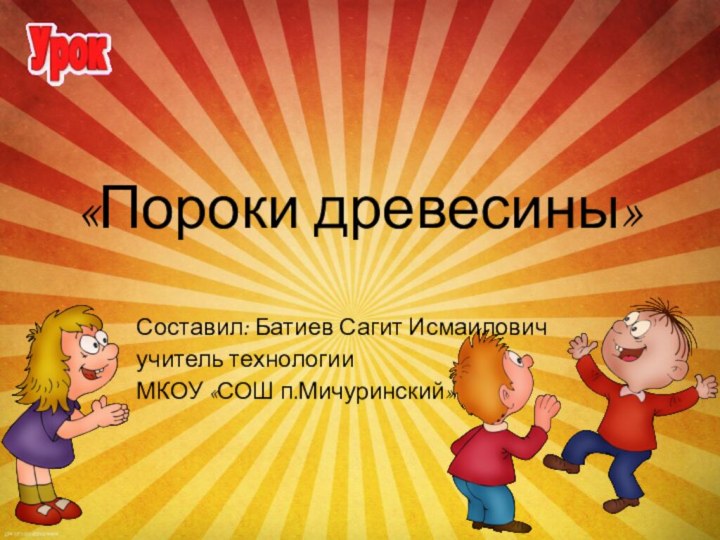 «Пороки древесины»Составил: Батиев Сагит Исмаиловичучитель технологииМКОУ «СОШ п.Мичуринский»