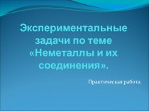 Практическая работа: Решение экспериментальных задач по теме Неметаллы и их соединения