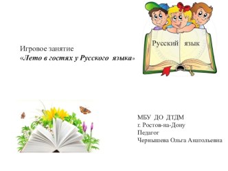 Презентация к конкурсно-игровой программе Лето в гостях у Русского языка