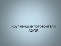 А.Х.О.В и их крупнейшие потребители.