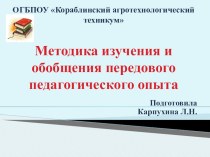 Презентация к докладу Методика изучения и обобщения передового педагогического опыта.