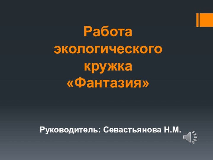 Работа экологического кружка «Фантазия»Руководитель: Севастьянова Н.М.