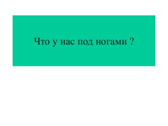 ПрезентацияЧто у нас под ногами ?