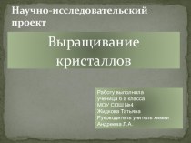 Исследовательский проект в рамках внеурочной деятельности Выращивание кристаллов