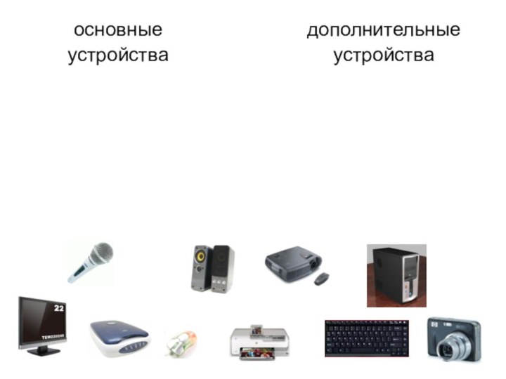 основные устройствадополнительныеустройства