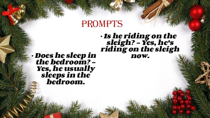 promptsDoes he sleep in the bedroom? – Yes, he usually sleeps