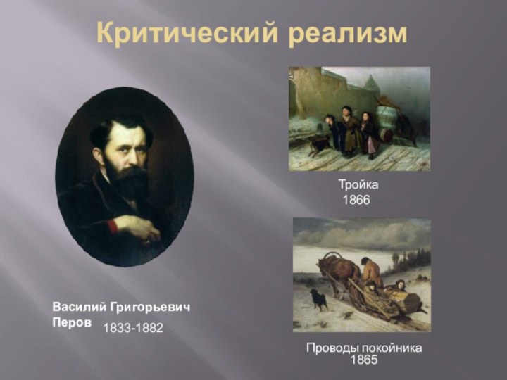 Критический реализмВасилий Григорьевич ПеровТройкаПроводы покойника1833-1882 18661865