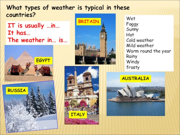 What types of weather is typical in these countries?