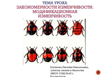 Презентация по биологии на тему: Закономерности изменчивости: модификационная изменчивость (9 класс)