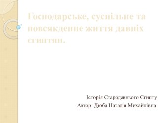 Господарське, суспільне та повсякденне життя давніх єгиптян.