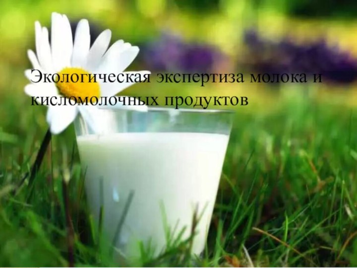 Экологическая экспертиза молока и кисломолочных продуктов