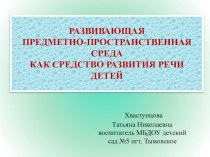 Развивающая предметно-пространственная среда как средство развития речи детей