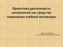 Презентация Проектная деятельность( из опыта работы)