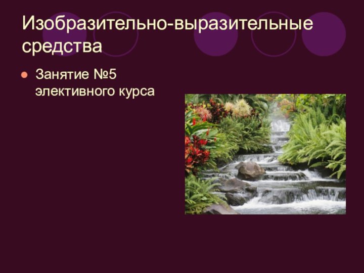 Изобразительно-выразительные средстваЗанятие №5 элективного курса