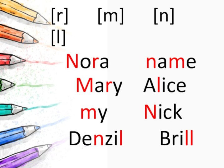 [r]   [m]   [n]   [l]Nora