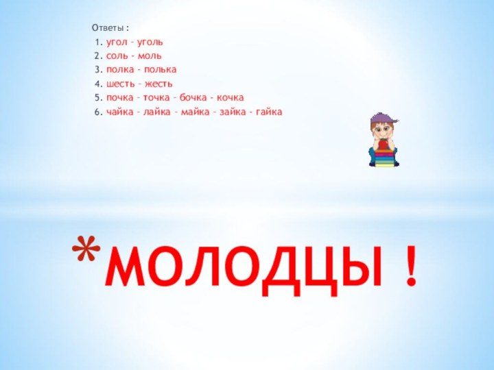 Ответы : 1. угол – уголь