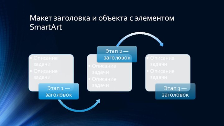 Макет заголовка и объекта с элементом SmartArt