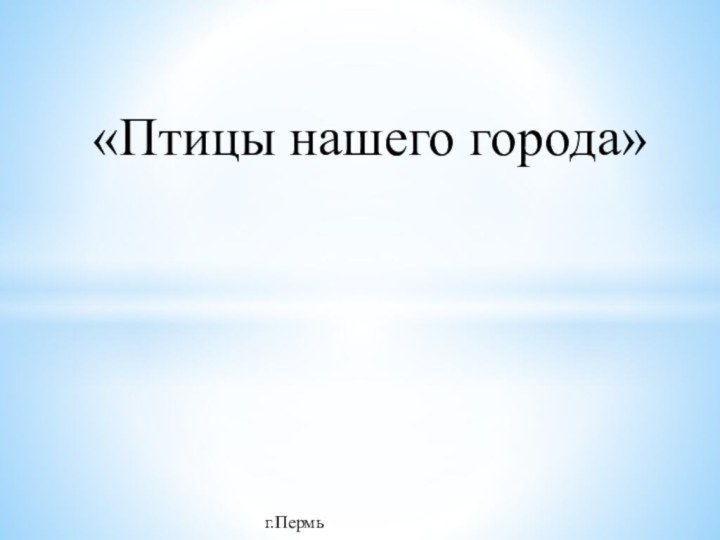 «Птицы нашего города» г.Пермь