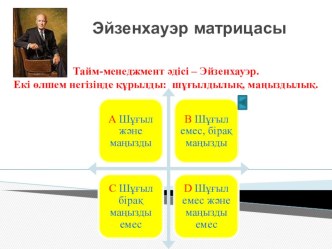 Презентация мұғалімдерге арналған Эйзенхауэер маңызы туралы акпарат