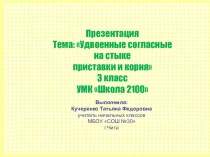 Презентация по русскому языку на тему Удвоенные согласные на стыке приставки и корня (3 класс)
