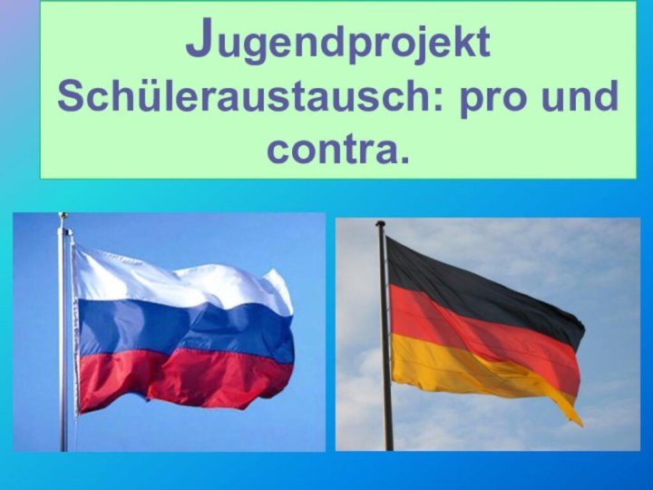 Jugendprojekt Schüleraustausch: pro und contra.