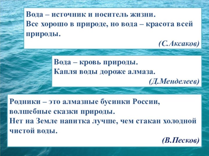 Вода – источник и носитель жизни.Все хорошо в природе, но вода –