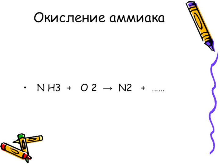 Окисление аммиака N H3 +  O 2 → N2  + ……