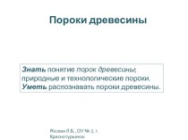 Презентация по технологии на тему Пороки древесины (6 класс)