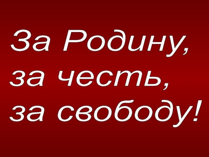 За Родину,  за честь,  за свободу!