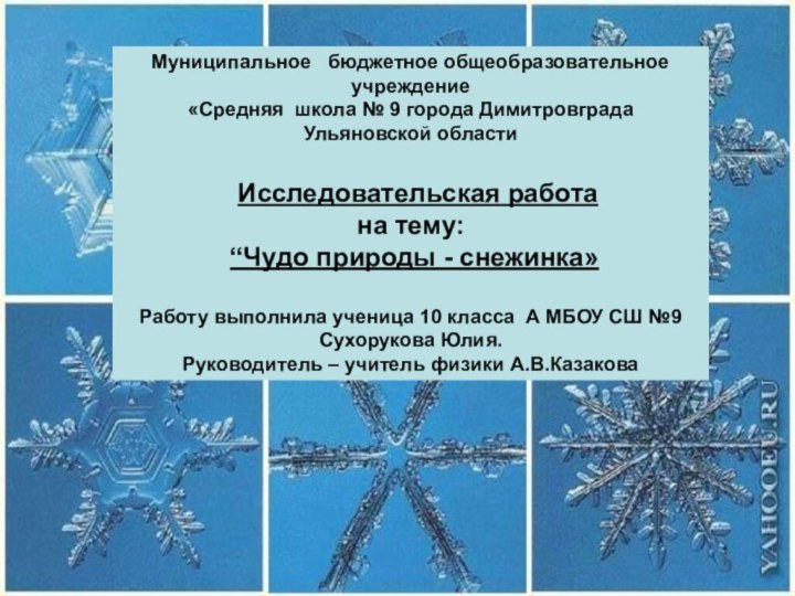 Муниципальное  бюджетное общеобразовательное учреждение «Средняя школа № 9 города Димитровграда Ульяновской