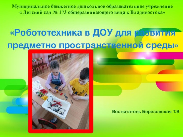 Муниципальное бюджетное дошкольное образовательное учреждение  « Детский сад № 173 общеразвивающего