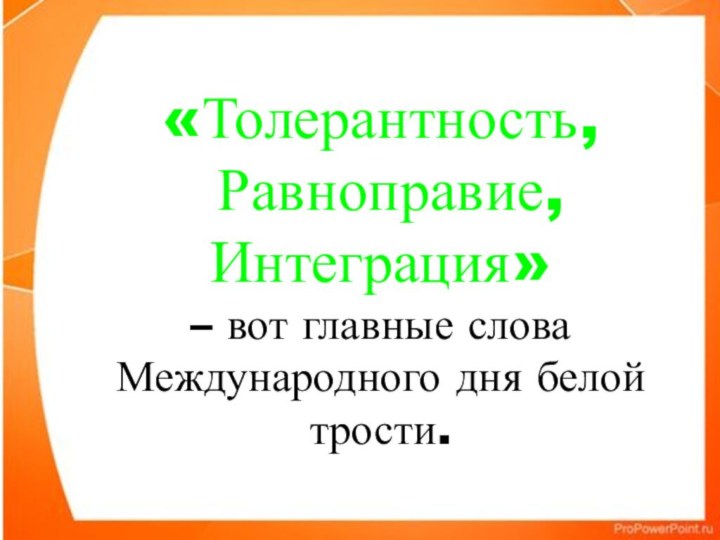 «Толерантность, Равноправие, Интеграция» – вот главные слова Международного дня белой трости.