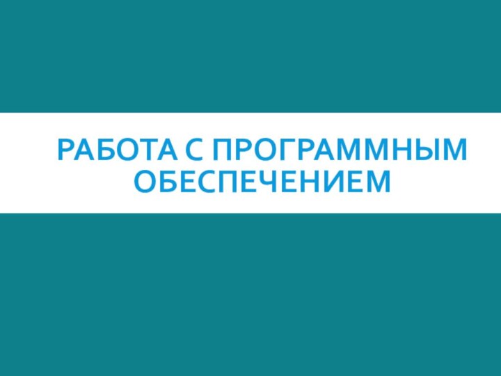 РАБОТА С ПРОГРАММНЫМ ОБЕСПЕЧЕНИЕМ