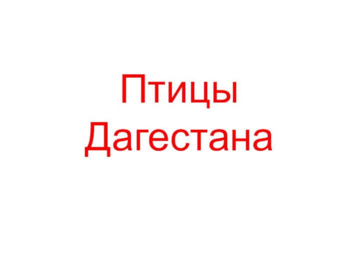 Птицы Дагестана