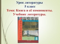 Презентация по литературе Книга и её компоненты. Учебник литературы (5 класс)