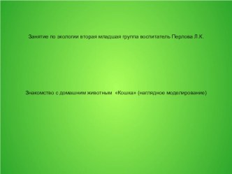 Презентация по экологии Знакомство с кошкой вторая младшая группа (познание с рисованием)