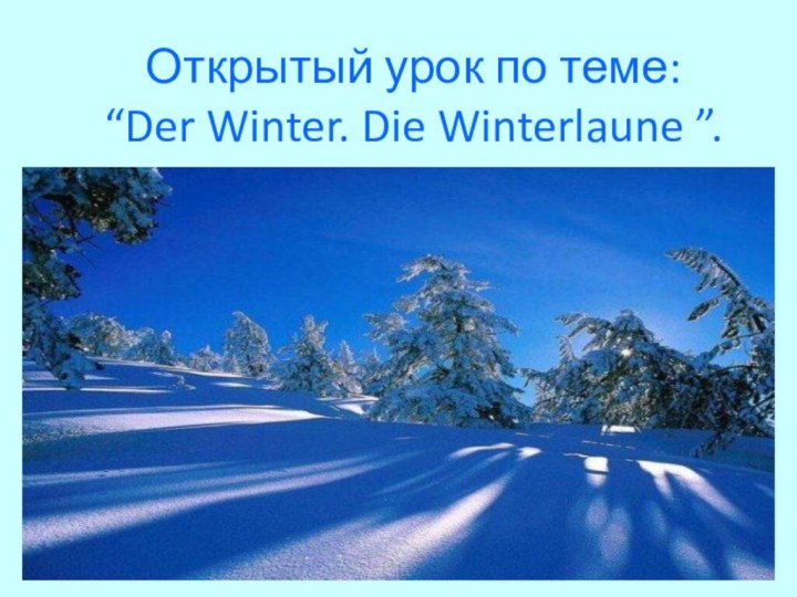 Открытый урок по теме: “Der Winter. Die Winterlaune ”.