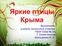 Презентация к уроку окружающего мира по теме Яркие птицы Крыма