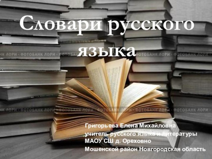 Словари русского языкаГригорьева Елена Михайловна учитель русского языка и литературы