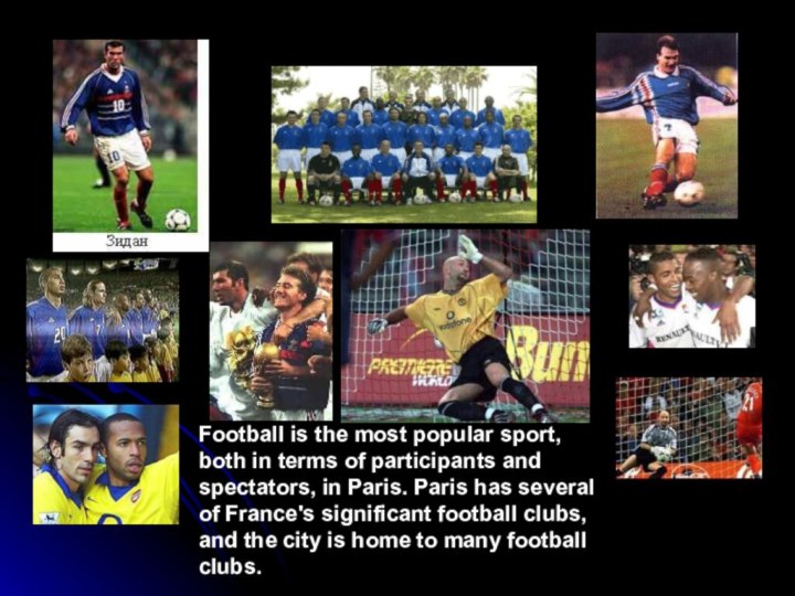 Football is the most popular sport, both in terms of participants and