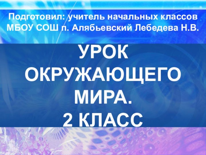 УРОК ОКРУЖАЮЩЕГО МИРА. 2 КЛАССПодготовил: учитель начальных классов МБОУ СОШ п. Алябьевский Лебедева Н.В.